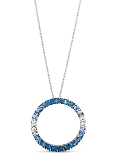 1/4 ct. t.w. White Sapphire and 1.25 ct. t.w. Ombré Sapphire Pendant Necklace in 14K White Gold