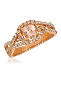  Ring featuring 3/8 ct. t.w. Peach Morganite™, 3/8 ct. t.w. Nude Diamonds™ set in 14K Strawberry Gold®