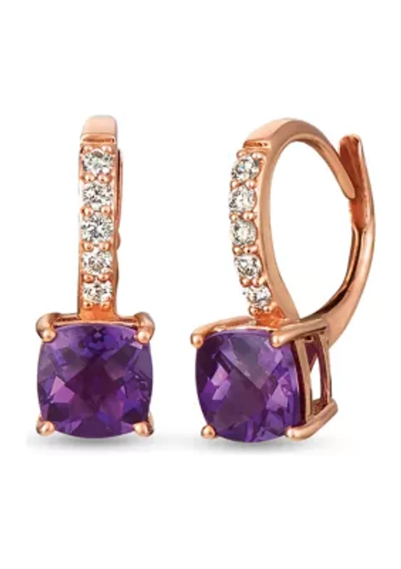 1.63 ct. t.w. Grape Amethyst™, 1/6 ct. t.w. Nude Diamonds™ Earrings in 14K Strawberry Gold®