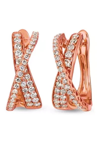 1 ct. t.w. Nude Diamonds™ X Hoop Earrings in 14K Strawberry Gold®