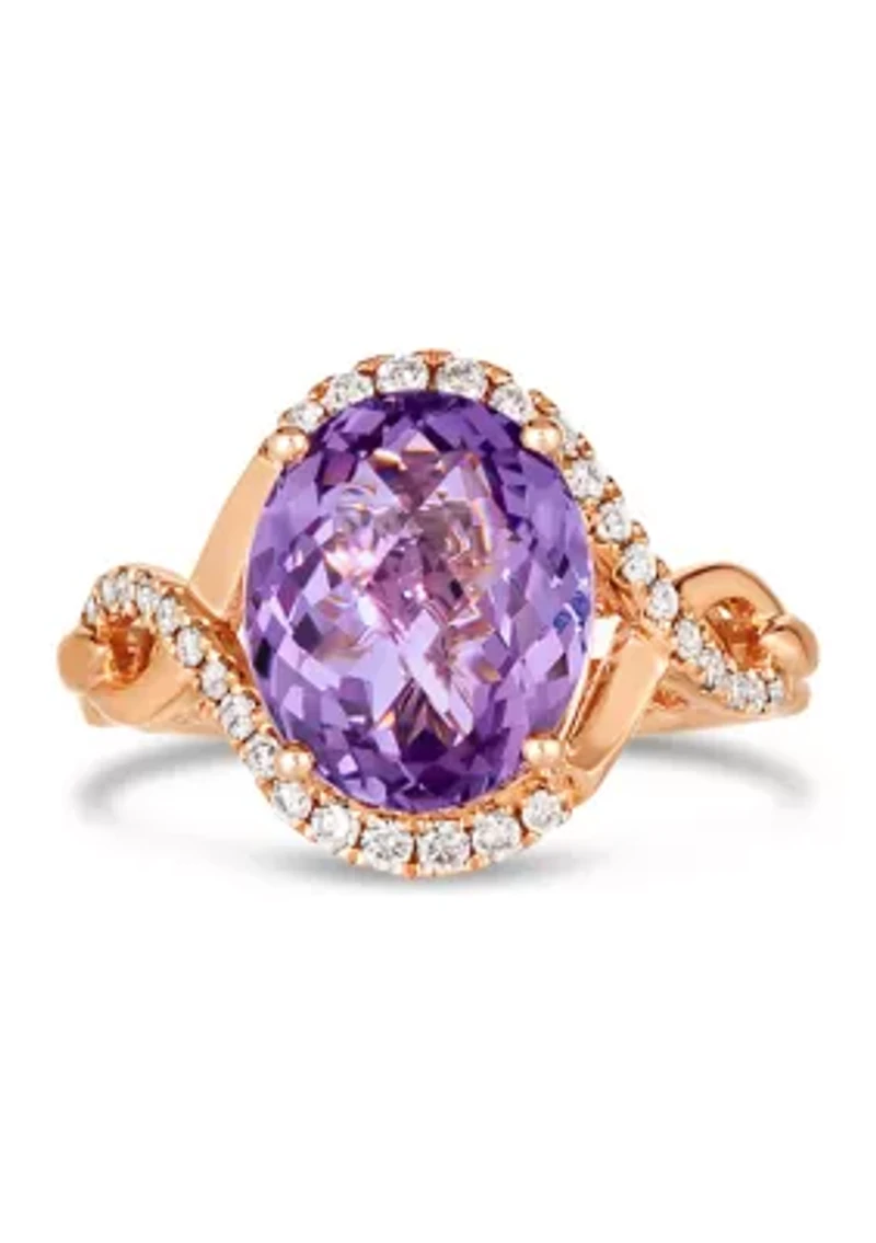 4.25 ct. t.w. Grape Amethyst™ and 1/3 ct. t.w. Nude Diamond™ Ring in 14K Strawberry Gold®