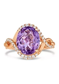 4.25 ct. t.w. Grape Amethyst™ and 1/3 ct. t.w. Nude Diamond™ Ring in 14K Strawberry Gold®