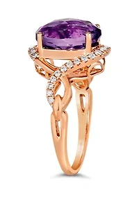 4.25 ct. t.w. Grape Amethyst™ and 1/3 ct. t.w. Nude Diamond™ Ring in 14K Strawberry Gold®