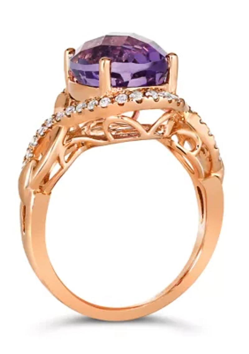 4.25 ct. t.w. Grape Amethyst™ and 1/3 ct. t.w. Nude Diamond™ Ring in 14K Strawberry Gold®