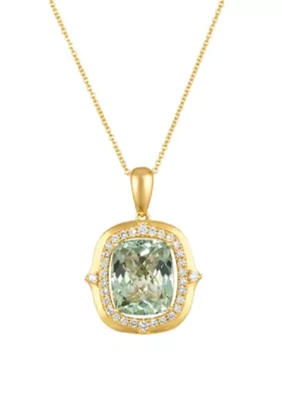 4.75 ct. t.w. Mint Julep Quartz™, 1/3 ct. t.w. Nude Diamonds™ Pendant Necklace in 14K Honey Gold™