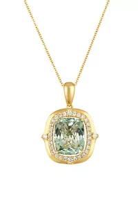 4.75 ct. t.w. Mint Julep Quartz™, 1/3 ct. t.w. Nude Diamonds™ Pendant Necklace in 14K Honey Gold™