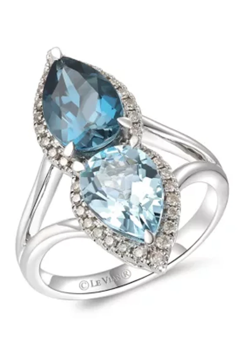 Ring featuring 2 ct. t.w. Ocean Blue Topaz™, 2 ct. t.w. Deep Sea Blue Topaz™, 1/3 ct. t.w. Nude Diamonds™ set in 14K Vanilla Gold®