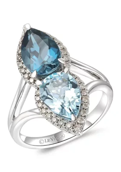 Ring featuring 2 ct. t.w. Ocean Blue Topaz™, 2 ct. t.w. Deep Sea Blue Topaz™, 1/3 ct. t.w. Nude Diamonds™ set in 14K Vanilla Gold®