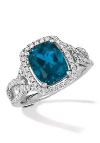 3.25 ct. t.w. Deep Sea Blue Topaz™, 1/2 ct. t.w. Nude Diamonds™ Ring set in 14K Vanilla Gold®