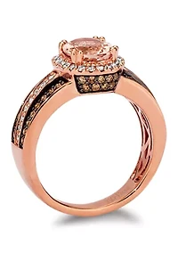 Ring featuring 1 1/3 cts. Peach Morganite™, 1/3 cts. Nude Diamonds™, 3/8 cts. Chocolate Diamonds® set in 14K Strawberry Gold®