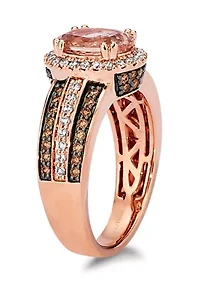 Ring featuring 1 1/3 cts. Peach Morganite™, 1/3 cts. Nude Diamonds™, 3/8 cts. Chocolate Diamonds® set in 14K Strawberry Gold®
