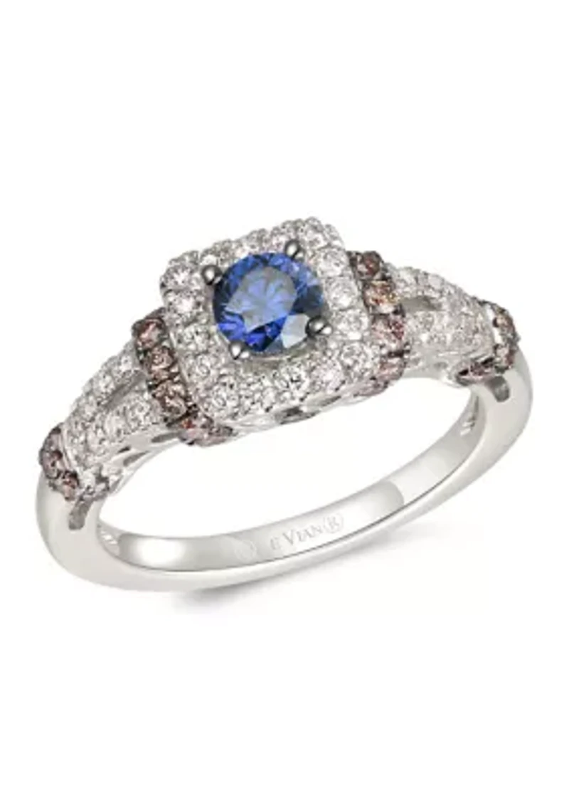 Ring featuring 3/8 cts. Blueberry Sapphire™, 1/3 cts. Chocolate Diamonds®, 1/3 cts. Nude Diamonds™ set in 14K Vanilla Gold®