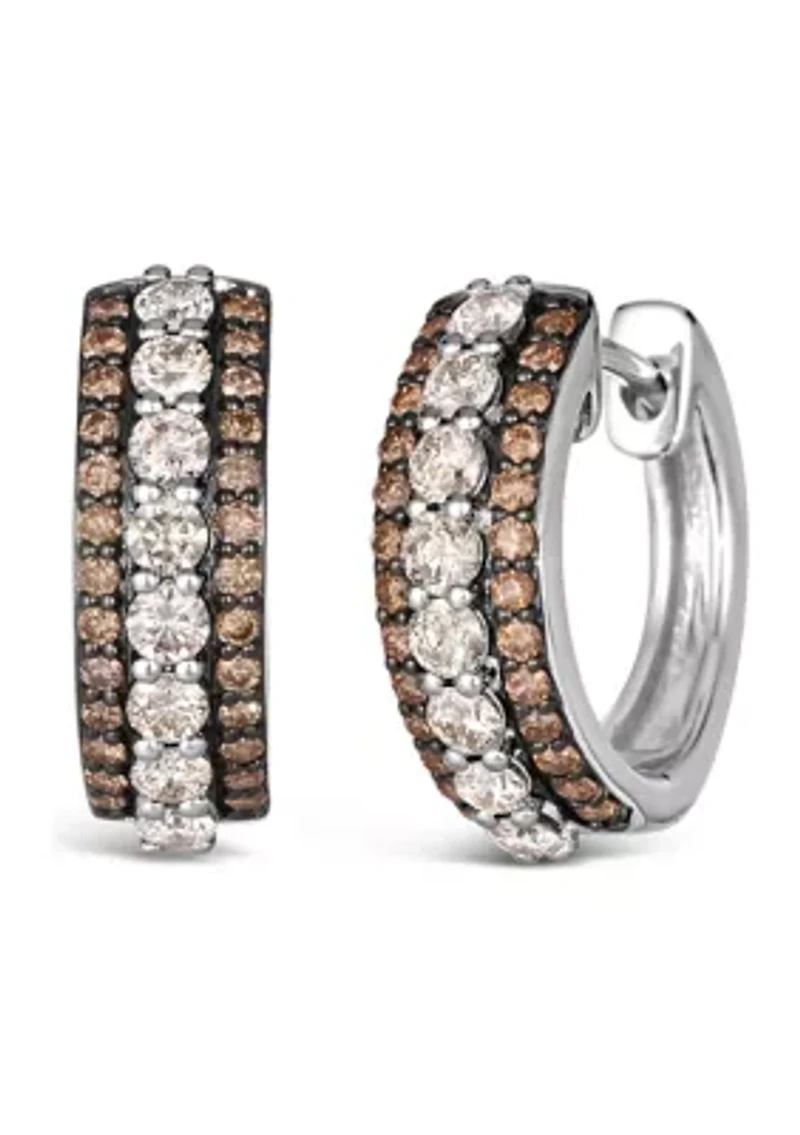 1.05 ct. t.w. Diamond Hoop Earrings in 14K White Gold