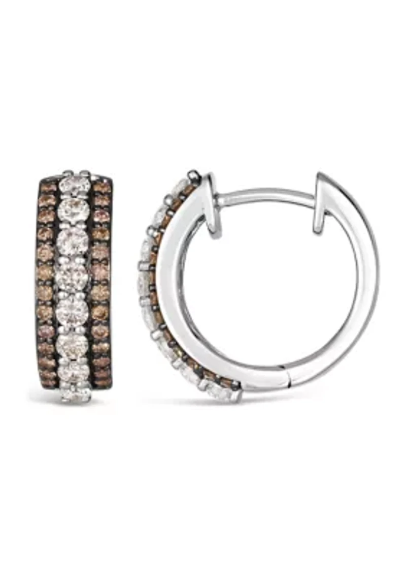 1.05 ct. t.w. Diamond Hoop Earrings in 14K White Gold