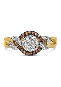 3/8 ct. t.w. Nude Diamonds™, 1/6 Chocolate Diamonds® Ring 14K Vanilla Gold® & Honey Gold™