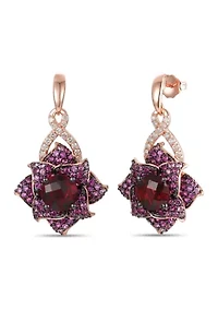 4.5 ct. t.w. Pomegranate Garnet™, 2.62 ct. t.w. Strawberry Ombré®, 3/8 ct. t.w. Nude Diamonds™ Earrings in 14K Strawberry Gold®