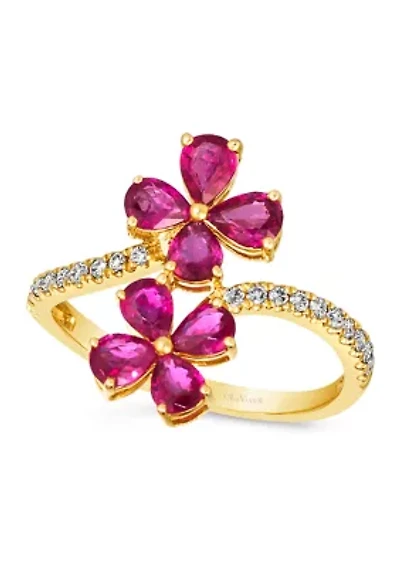 1.37 ct. t.w. Passion Ruby™, 1/5 ct. t.w. Nude Diamonds™ Flower Ring in 14K Honey Gold™