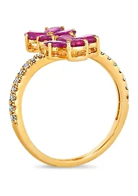 1.37 ct. t.w. Passion Ruby™, 1/5 ct. t.w. Nude Diamonds™ Flower Ring in 14K Honey Gold™