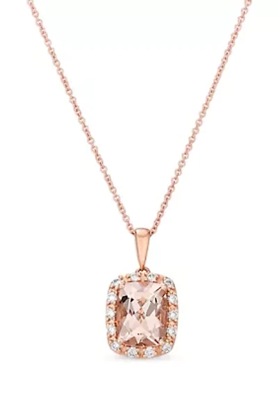 Pendant featuring 1.5 ct. t.w. Peach Morganite™, 1/5 ct. t.w. Nude Diamonds™, Chocolate Diamonds® set in 14K Strawberry Gold®