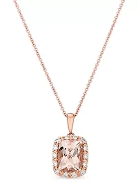 Pendant featuring 1.5 ct. t.w. Peach Morganite™, 1/5 ct. t.w. Nude Diamonds™, Chocolate Diamonds® set in 14K Strawberry Gold®