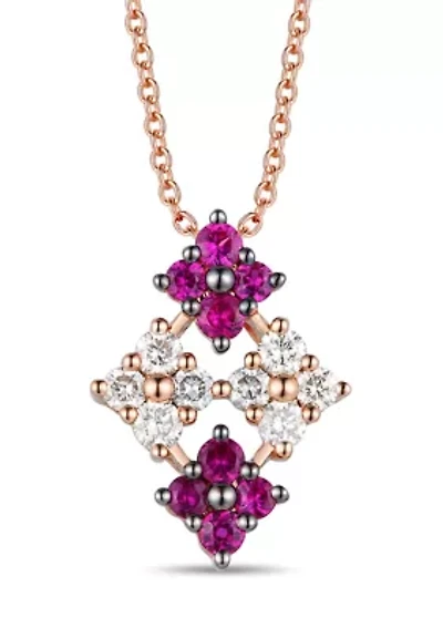 1/4 ct. t.w. Passion Ruby®, 1/4ct. t.w. Vanilla Diamonds®  Pendant Necklace set in 14K Strawberry Gold®