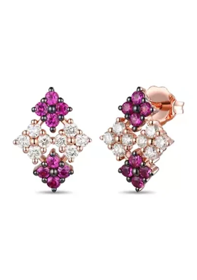 1/2 ct. t.w. Passion Ruby™, 3/8 ct. t.w. Vanilla Diamonds® Earrings in 14K Strawberry Gold®