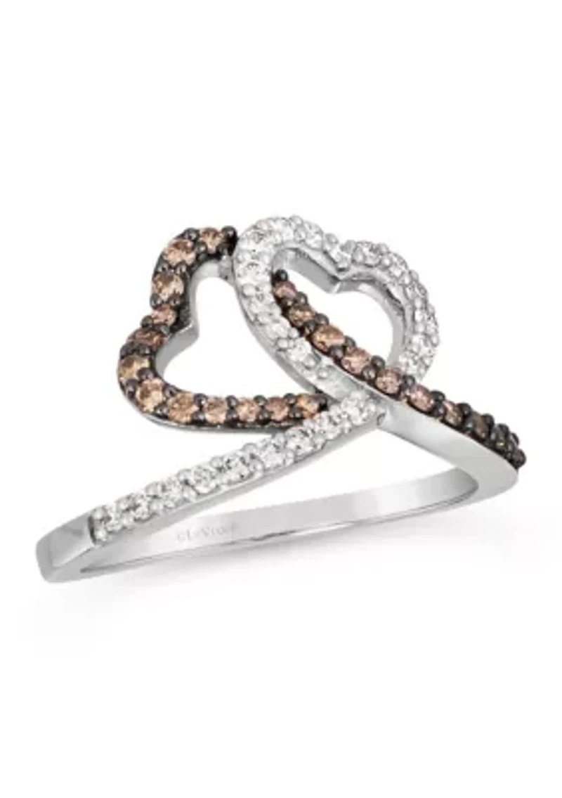 Heart Ring featuring 1/4 cts. Chocolate Diamonds®, 1/4 cts. Nude Diamonds™ set in 14K Vanilla Gold®