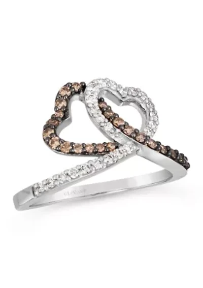 Heart Ring featuring 1/4 cts. Chocolate Diamonds®, 1/4 cts. Nude Diamonds™ set in 14K Vanilla Gold®