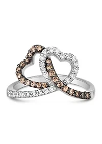 Heart Ring featuring 1/4 cts. Chocolate Diamonds®, 1/4 cts. Nude Diamonds™ set in 14K Vanilla Gold®