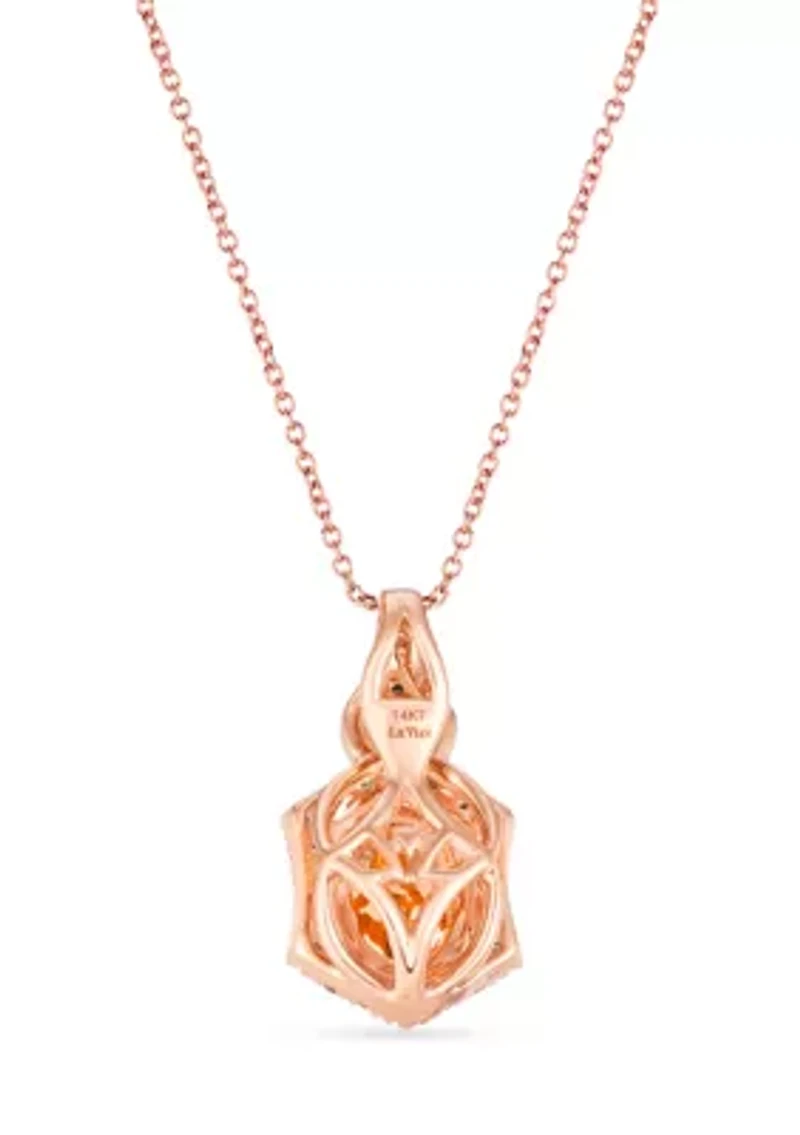  Pendant featuring 7/8 ct. t.w. Peach Morganite™, 1/20 ct. t.w. Chocolate Diamonds®, 1/5 ct. t.w. Nude Diamonds™ set in 14K Strawberry Gold®