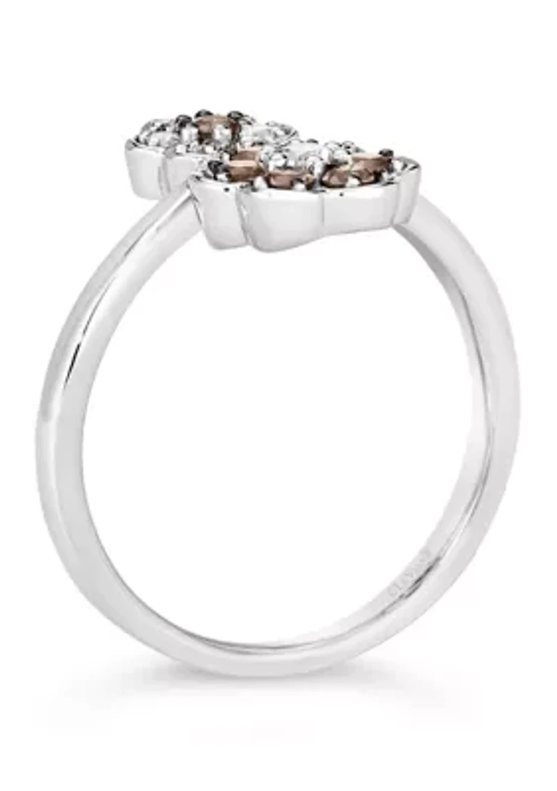 Chocolatier® Flower Ring featuring 1/6 cts. Vanilla Diamonds®, 1/3 cts. Chocolate Diamonds® set in 14K Vanilla Gold®