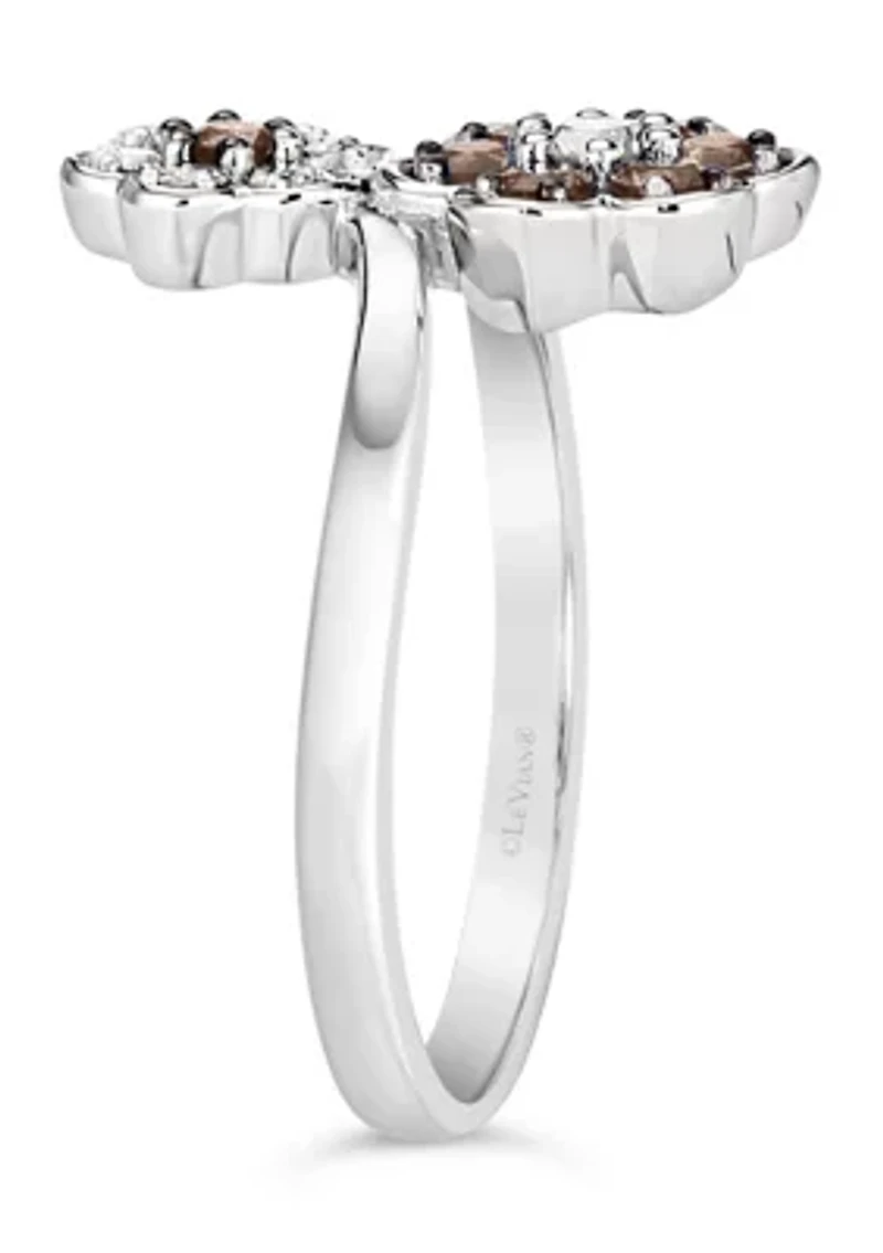 Chocolatier® Flower Ring featuring 1/6 cts. Vanilla Diamonds®, 1/3 cts. Chocolate Diamonds® set in 14K Vanilla Gold®