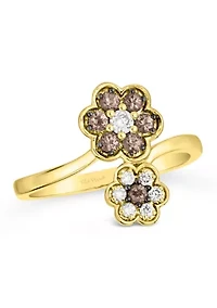 Chocolatier® Flower Ring featuring 1/6 cts. Vanilla Diamonds®, 1/3 cts. Chocolate Diamonds® set in 14K Honey Gold™
