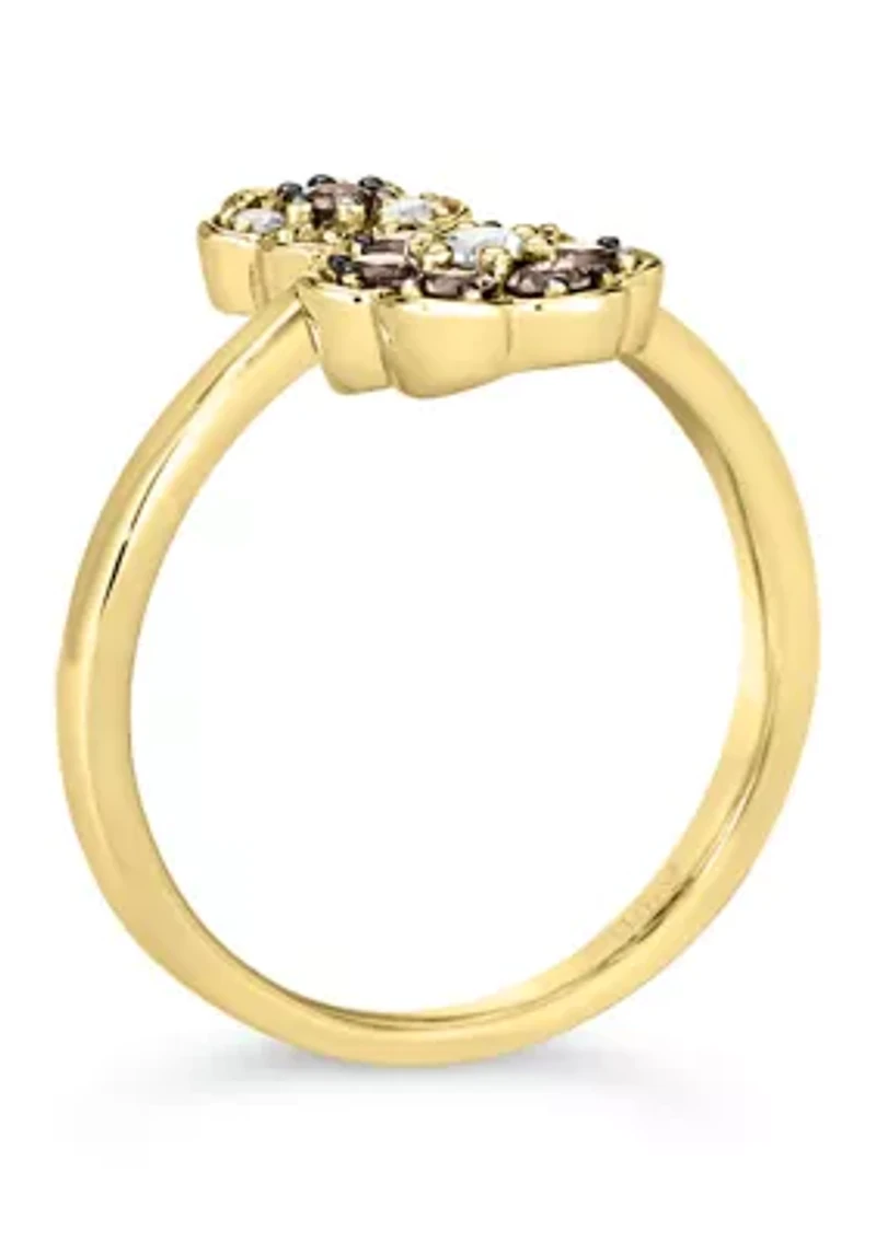Chocolatier® Flower Ring featuring 1/6 cts. Vanilla Diamonds®, 1/3 cts. Chocolate Diamonds® set in 14K Honey Gold™