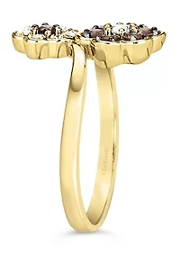 Chocolatier® Flower Ring featuring 1/6 cts. Vanilla Diamonds®, 1/3 cts. Chocolate Diamonds® set in 14K Honey Gold™