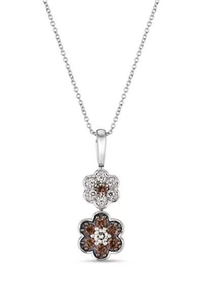Chocolatier® Flower Pendant featuring 1/6 ct. t.w. Vanilla Diamonds®, 1/3 ct. t.w. Chocolate Diamonds® set in 14K Vanilla Gold®