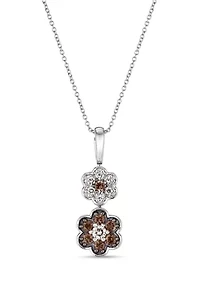 Chocolatier® Flower Pendant featuring 1/6 ct. t.w. Vanilla Diamonds®, 1/3 ct. t.w. Chocolate Diamonds® set in 14K Vanilla Gold®