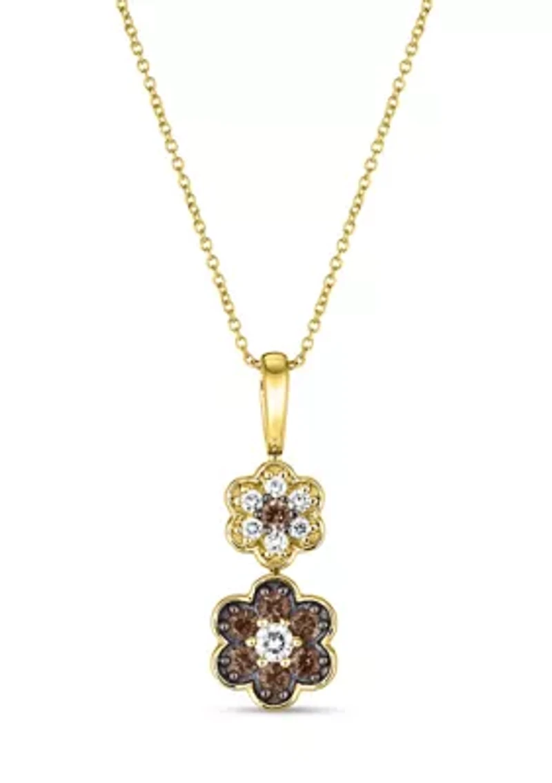 Chocolatier® Flower Pendant featuring 1/6 ct. t.w. Vanilla Diamonds®, 1/3 ct. t.w. Chocolate Diamonds® set in 14K Honey Gold™