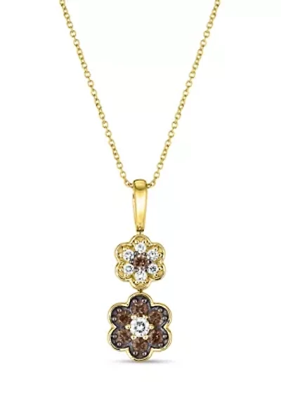 Chocolatier® Flower Pendant featuring 1/6 ct. t.w. Vanilla Diamonds®, 1/3 ct. t.w. Chocolate Diamonds® set in 14K Honey Gold™