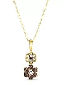 Chocolatier® Flower Pendant featuring 1/6 ct. t.w. Vanilla Diamonds®, 1/3 ct. t.w. Chocolate Diamonds® set in 14K Honey Gold™
