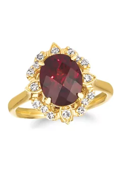 3.2 ct. t.w. Garnet and 1/3 Vanilla Diamond® Ring 14K Honey Gold™