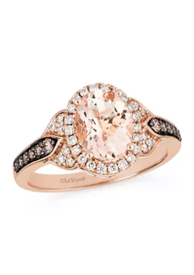 Ring featuring 1.33 ct. t.w. Peach Morganite™, 1/8 ct. t.w. Chocolate Diamonds®, 1/4 ct. t.w. Nude Diamonds™ set in 14K Strawberry Gold®
