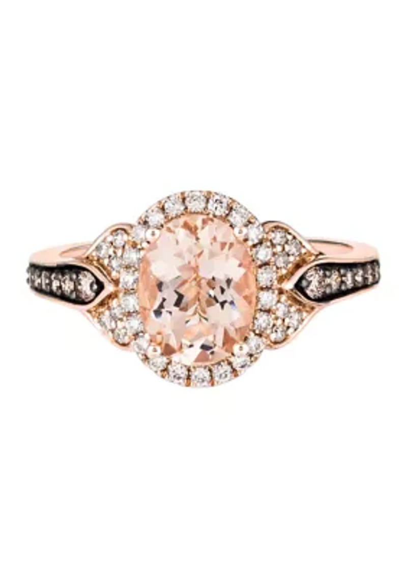 Ring featuring 1.33 ct. t.w. Peach Morganite™, 1/8 ct. t.w. Chocolate Diamonds®, 1/4 ct. t.w. Nude Diamonds™ set in 14K Strawberry Gold®