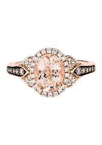 Ring featuring 1.33 ct. t.w. Peach Morganite™, 1/8 ct. t.w. Chocolate Diamonds®, 1/4 ct. t.w. Nude Diamonds™ set in 14K Strawberry Gold®
