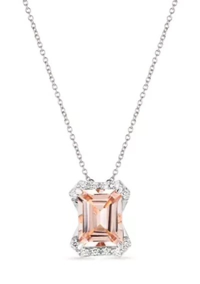 Pendant featuring 1.75 ct. t.w. Peach Morganite™, 1/15 ct. t.w. Nude Diamonds™ set in 14K Vanilla Gold®