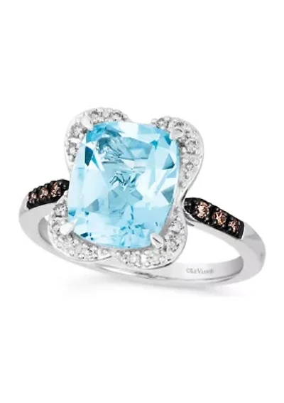 4.25 ct. t.w. Blue Topaz, 1/10 ct. t.w. Chocolate Diamonds®, 1/8 ct. t.w. Nude Diamonds™ Ring in 14K Vanilla Gold®