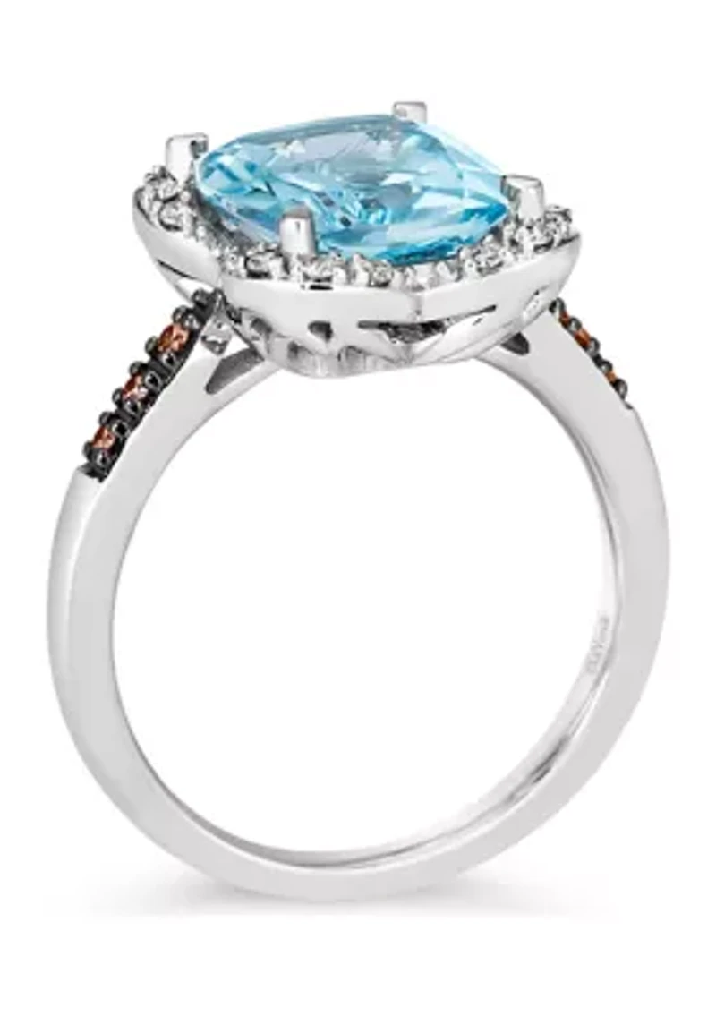 4.25 ct. t.w. Blue Topaz, 1/10 ct. t.w. Chocolate Diamonds®, 1/8 ct. t.w. Nude Diamonds™ Ring in 14K Vanilla Gold®