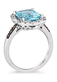 4.25 ct. t.w. Blue Topaz, 1/10 ct. t.w. Chocolate Diamonds®, 1/8 ct. t.w. Nude Diamonds™ Ring in 14K Vanilla Gold®