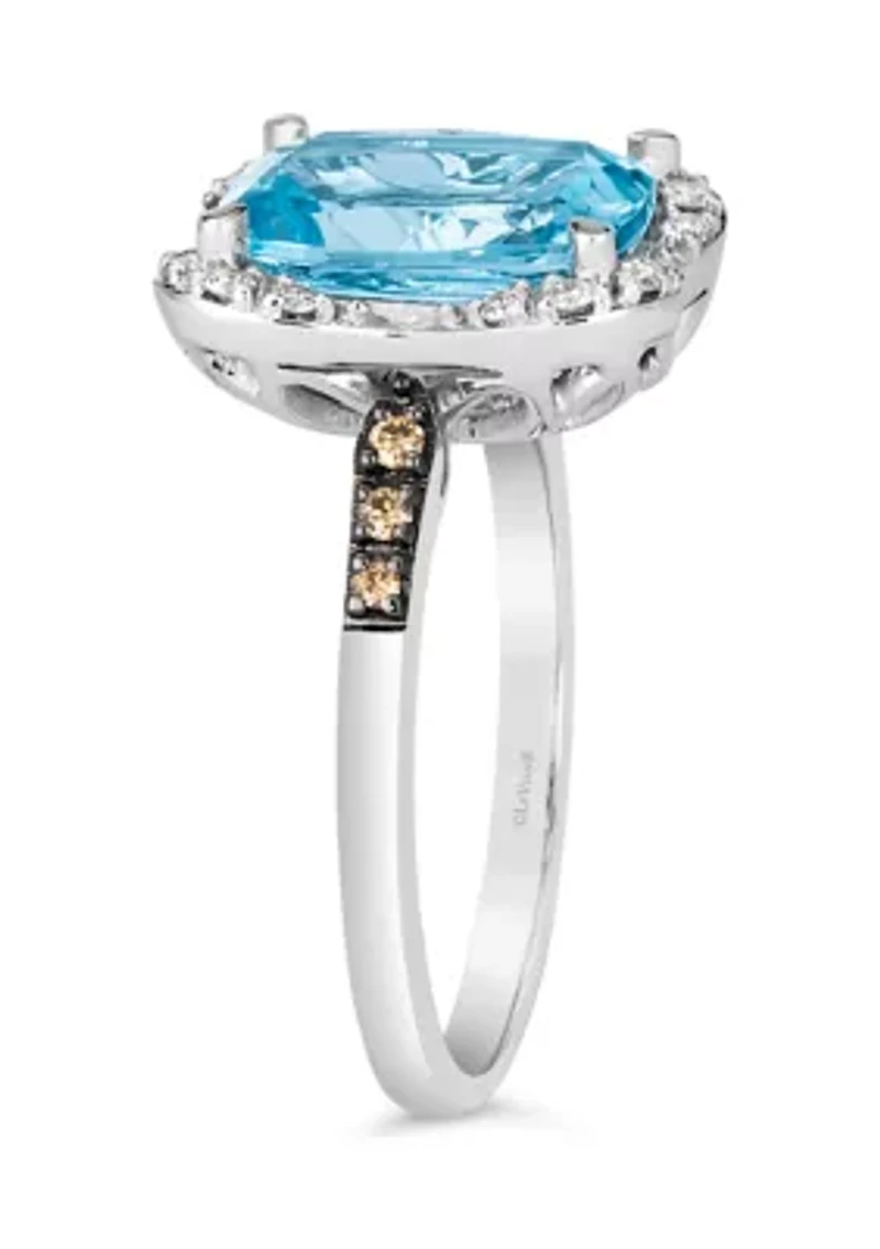 4.25 ct. t.w. Blue Topaz, 1/10 ct. t.w. Chocolate Diamonds®, 1/8 ct. t.w. Nude Diamonds™ Ring in 14K Vanilla Gold®