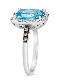 4.25 ct. t.w. Blue Topaz, 1/10 ct. t.w. Chocolate Diamonds®, 1/8 ct. t.w. Nude Diamonds™ Ring in 14K Vanilla Gold®